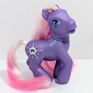 Vintage My Little Pony Sparkleworks Hasbro 2002 G3 Purple With Pink White Hair